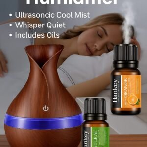300ml Aromatherapy Humidifier – Whisper Quiet Cool Mist Diffuser (USB Powered, Essential Oil Compatible)