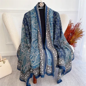 Cashmere-Style Shawl Scarf for Women – Paisley Print Pashmina Blanket Wrap & Travel Poncho