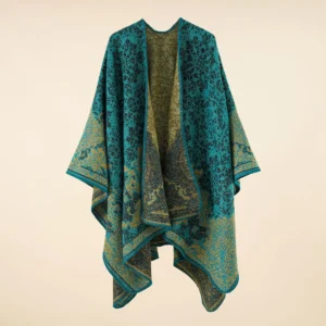 Luxury Winter Cashmere-Style Poncho & Cape for Women – Floral Pashmina Shawl Wrap (Warm & Elegant)