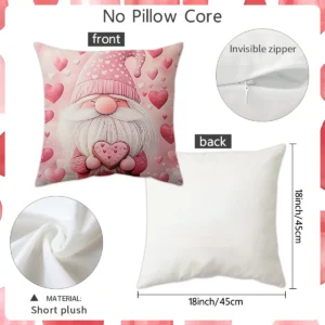 Alternative view of 4-Piece Valentine’s Day Pillow Cover Set – Dwarf Couple Love Cushion Covers for Wedding & Anniversary Décor